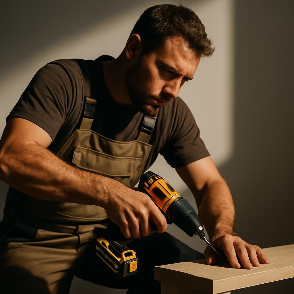 Handwerker bei der Arbeit, modern und professionell aufgenommen, Symbolbild für Handwerksdienstleistungen