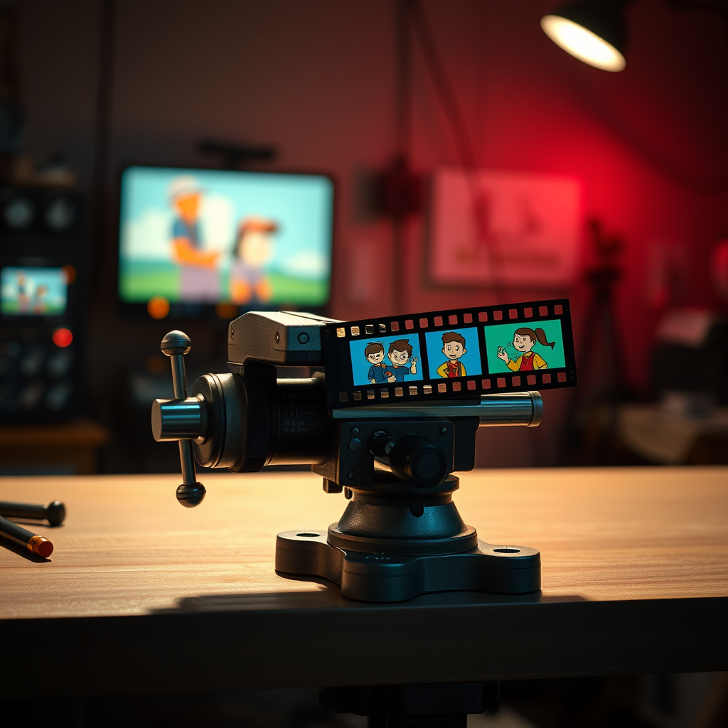 Großer Steuerkopf in Form eines Stoly, über kleinere Gesichter gezittert.